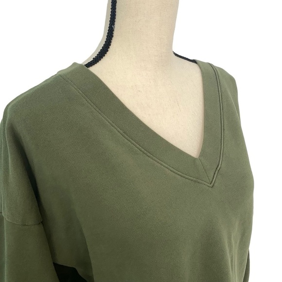 Madewell Women’s V-Neck Sweater Sweatshirt Sz Medium Olive Green - Picture 2 of 11